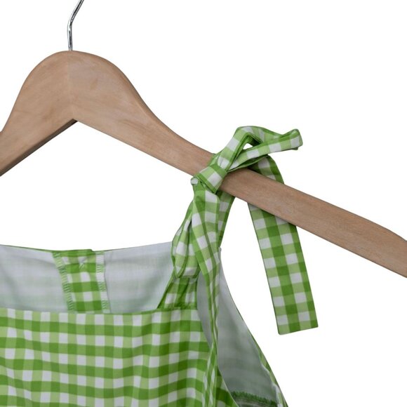 Posh Pickle Fore Midi Dress Girls Green White Gingham Sleeveless Tiered Size 7-8 - Picture 8 of 9